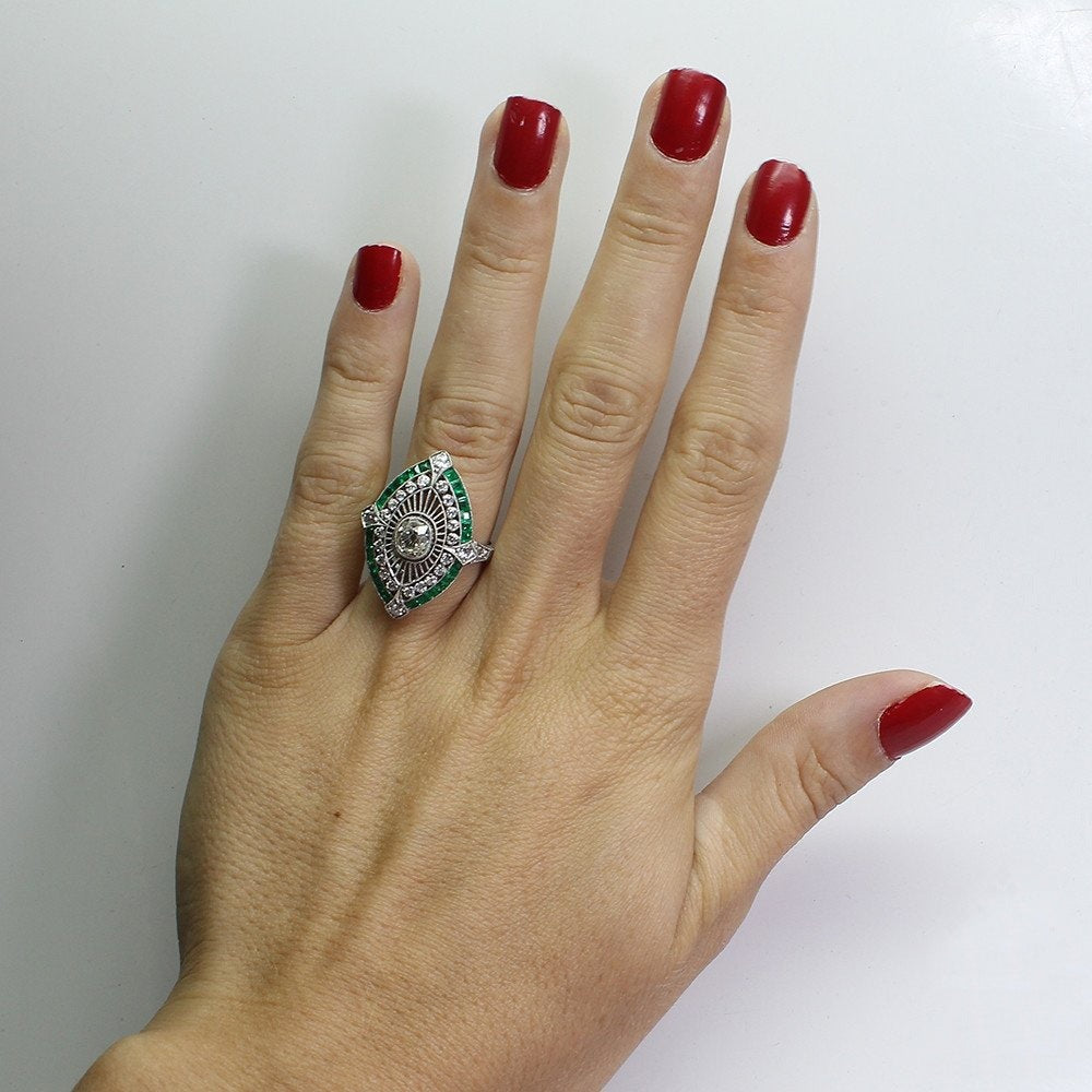 【001】Hot-selling emerald copper micro-pave diamond women's engagement ring, european and american cross-border square stone ring jewelry