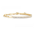 【027】European American Fashion Stainless Steel Tennis Ball Row Diamond Bracelet Splicing Paperclip Bracelet 18K Non Fading