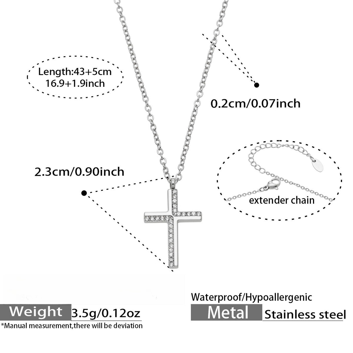 【045】Creative Twill Cross Zircon Pendant Necklace Female Ins Niche Light Luxury Titanium Steel Collarbone Chain