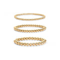 【043】Stainless Steel Beaded Bracelet 3 Packs 4MM 5MM 6MM 18K Gold Plated European American Fashion Ins No Fade Bracelet