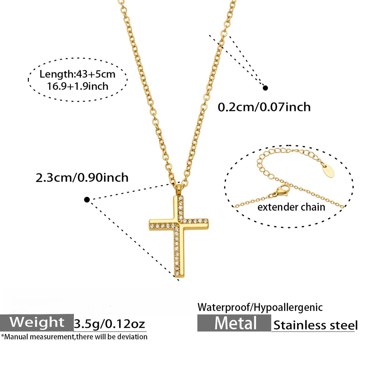 【045】Creative Twill Cross Zircon Pendant Necklace Female Ins Niche Light Luxury Titanium Steel Collarbone Chain