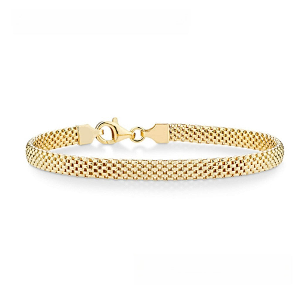 【029】18K Gold Non Fading Titanium Steel Flat Woven Bracelet  Popular High End Hand Jewelry