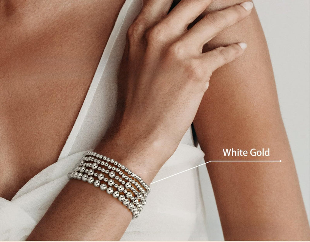 【043】Stainless Steel Beaded Bracelet 3 Packs 4MM 5MM 6MM 18K Gold Plated European American Fashion Ins No Fade Bracelet