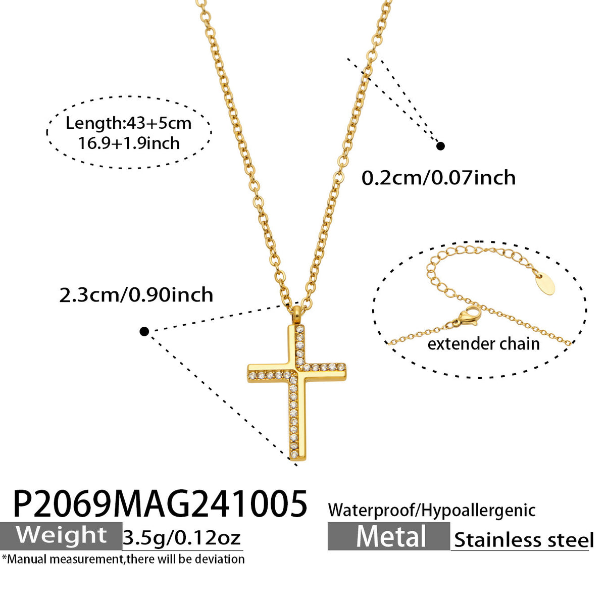 【045】Creative Twill Cross Zircon Pendant Necklace Female Ins Niche Light Luxury Titanium Steel Collarbone Chain