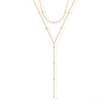 【031】Quality European and American cross-border fashion simple Y-shaped necklace versatile temperament fringed round beads multi-layer stacked collarbone chain chest