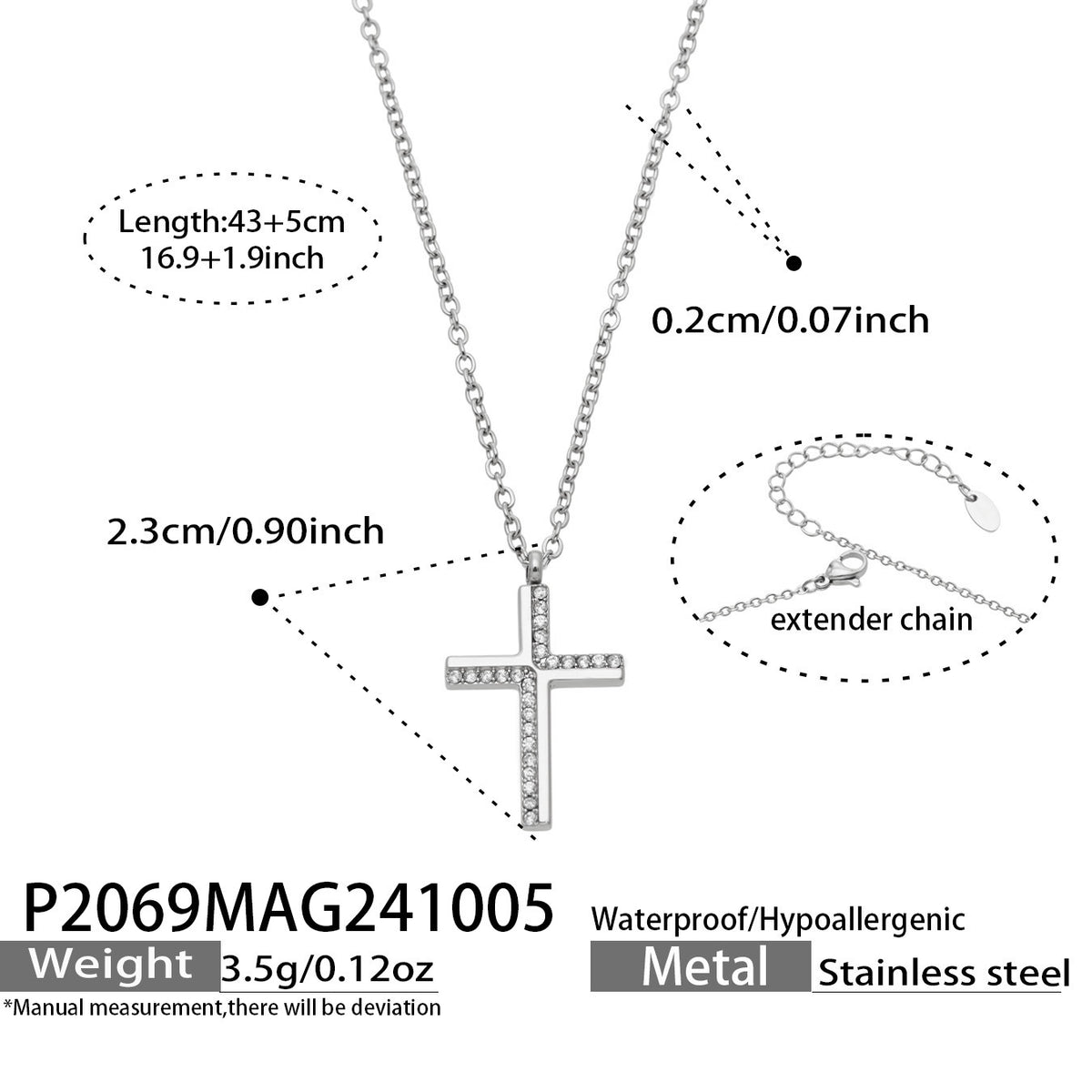 【045】Creative Twill Cross Zircon Pendant Necklace Female Ins Niche Light Luxury Titanium Steel Collarbone Chain