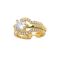 【011】Electroplated 14K Real Gold Thickened Color Retention Zircon Ring Two Wear Opening Adjustable Set Ring Index Finger Ring