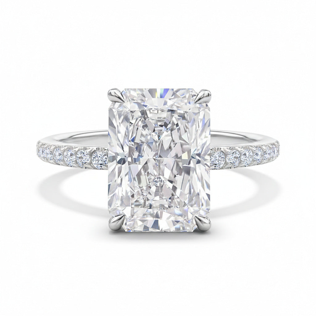 【038】Ice Flower Cut 10x8mm Plated Real Gold High Carbon Diamond Pair Ring Redeen Wedding Ring for Women