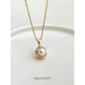 【014】18K Real Gold Plated Freshwater Pearl Necklace for Women Strong Color Retention Slightly Inlaid Zircon Fresh Sweet Small Fragrance Collarbone Chain