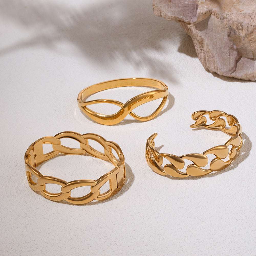 【044】Miduoduo Titanium Steel Bracelet Light Luxury PVD Electroplating 18K Real Gold European American Trend Bracelet