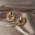 【021】French Premium Geometric Twist Silver Plated Needle Broken Diamond Zircon Stud Earrings Women 14K Plated Earrings