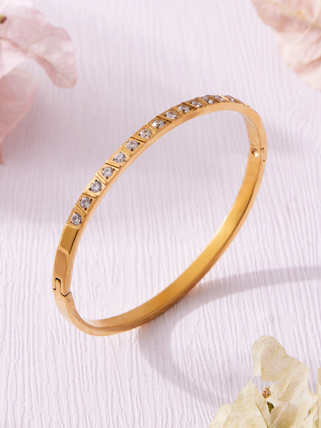 【051】Light luxury geometric ring micro-inlaid zircon buckle bracelet chic personality stacking versatile bracelet