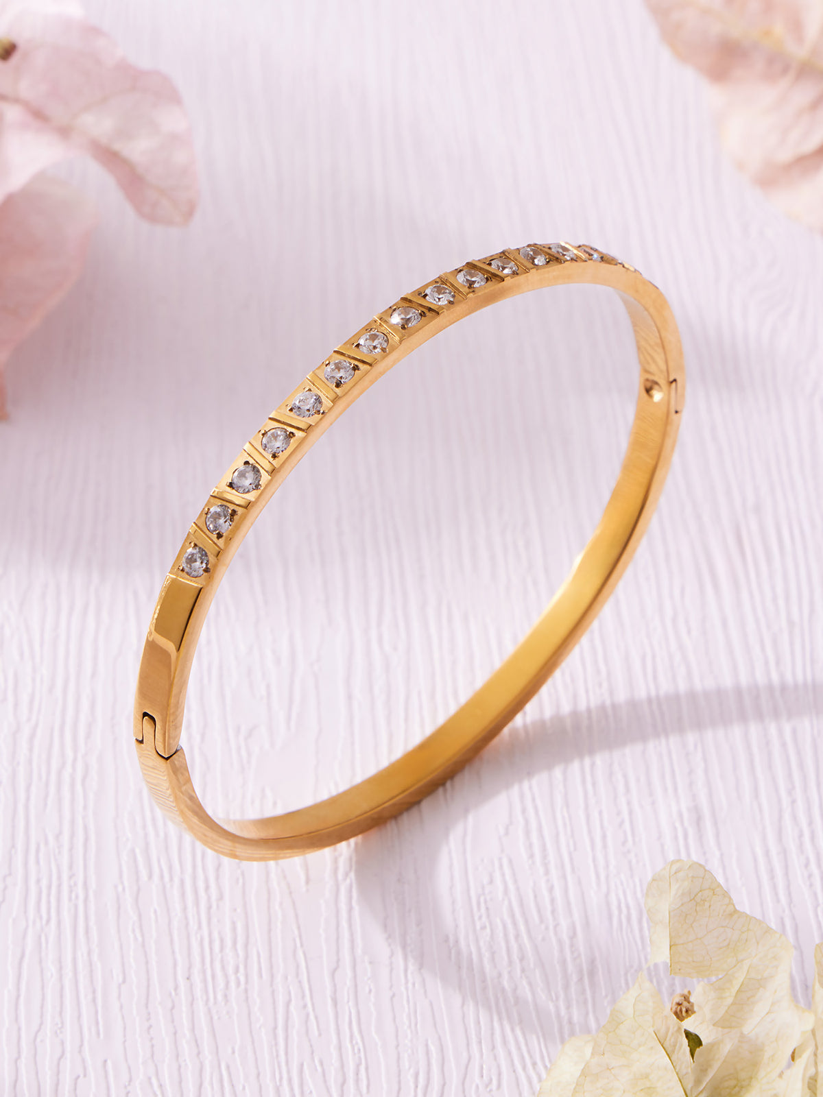 【051】Light luxury geometric ring micro-inlaid zircon buckle bracelet chic personality stacking versatile bracelet