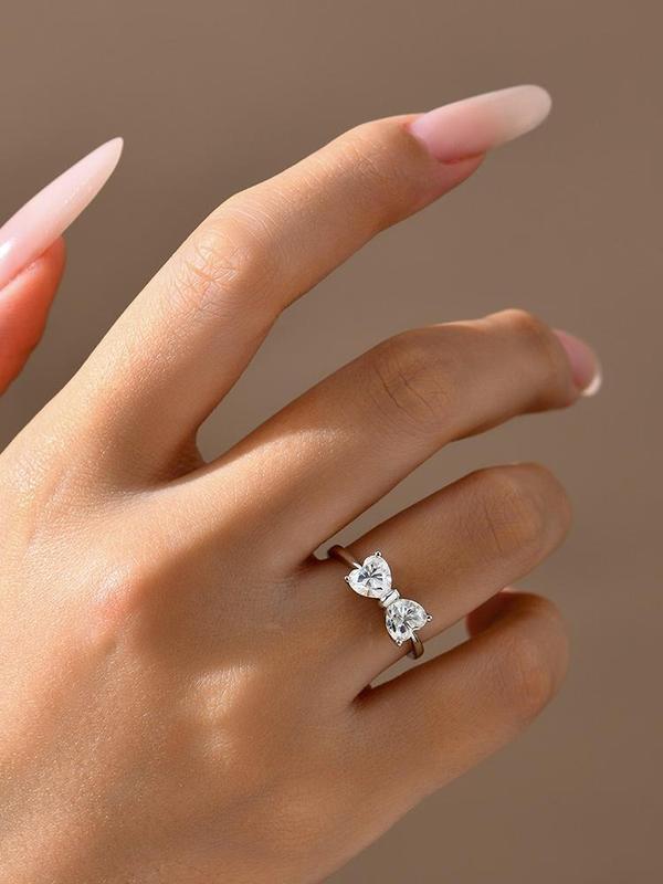 【034】Love Bow Ring Pair Ring Copper Gold Plated Zircon Fashion Exquisite Flash High Craftsmanship Crossborder Explosion