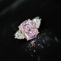 【040】Starry Sky Cut Pink Zircon Open Ring Bright Fire Color High End Simple Temperament Women Banquet Birthday Gift