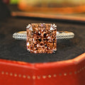 【010】Explosive Flash 4 Carat Ice Flower Cut Princess Square Diamond Opening Ring Morgan Color Papalacha Niche High Sense