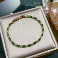 【041】Elegant Champagne Gold French Color Green Purple Pink Red Zircon Bracelet Light Luxury Niche Premium  Women Jewelry
