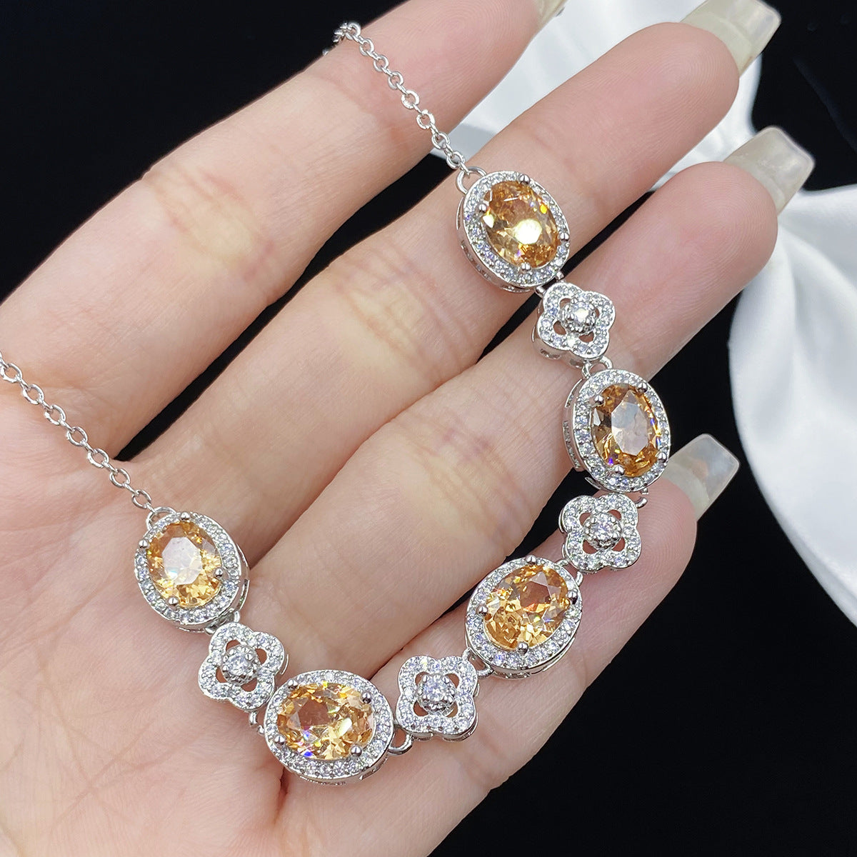 【042】New Diamond Bracelet Champagne Zircon Full Diamond Women Fashion Hand Jewelry