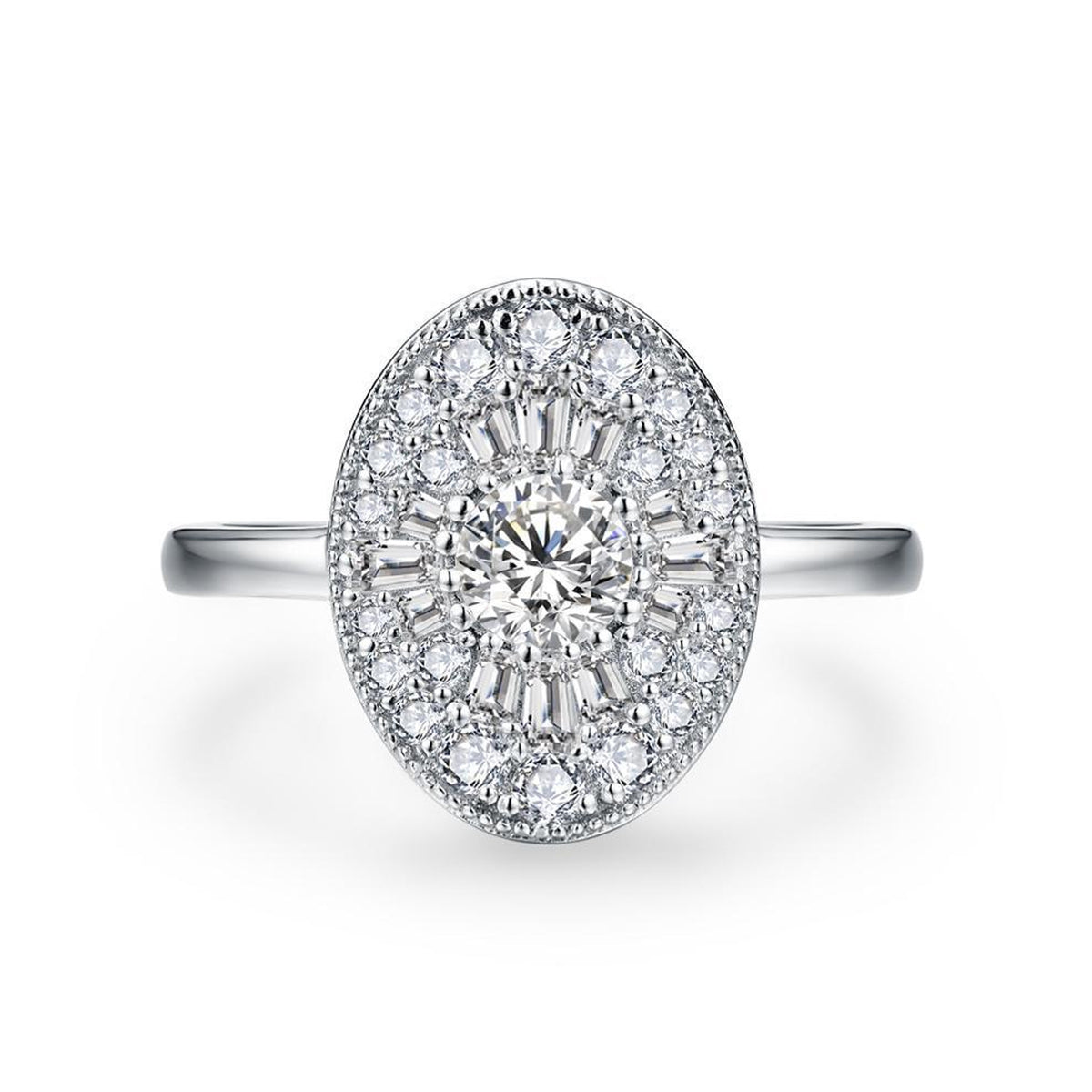 【035】Oval Zircon Copper Plating Ring European American Popular Niche High End Two Color Jewelry