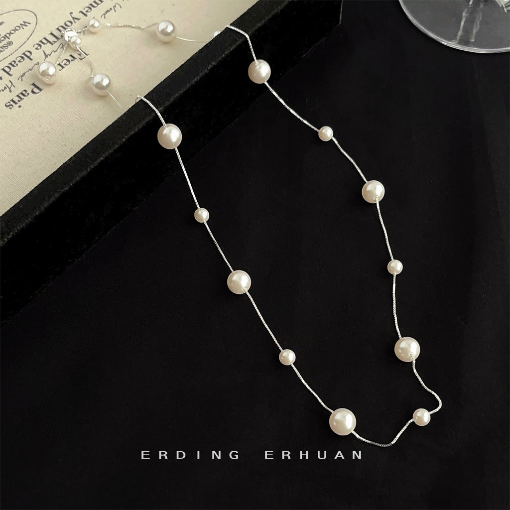 【019】Elegant Gypsy Star Pearl Necklace New High Sense Fashion Commuting Collarbone Chain for Women Explosive Pearl Quality Temperament