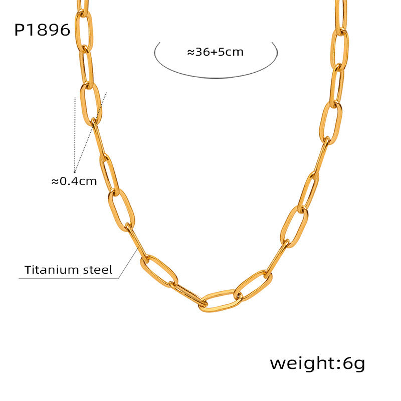 【050】New high-end  collarbone chain titanium steel gold-plated  necklace