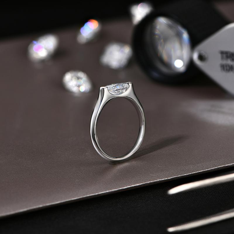【037】Popular Marquise Cut Ring 5A Zircon Copper Plated Real Gold Pair Ring Hot in Europe and America for Couples