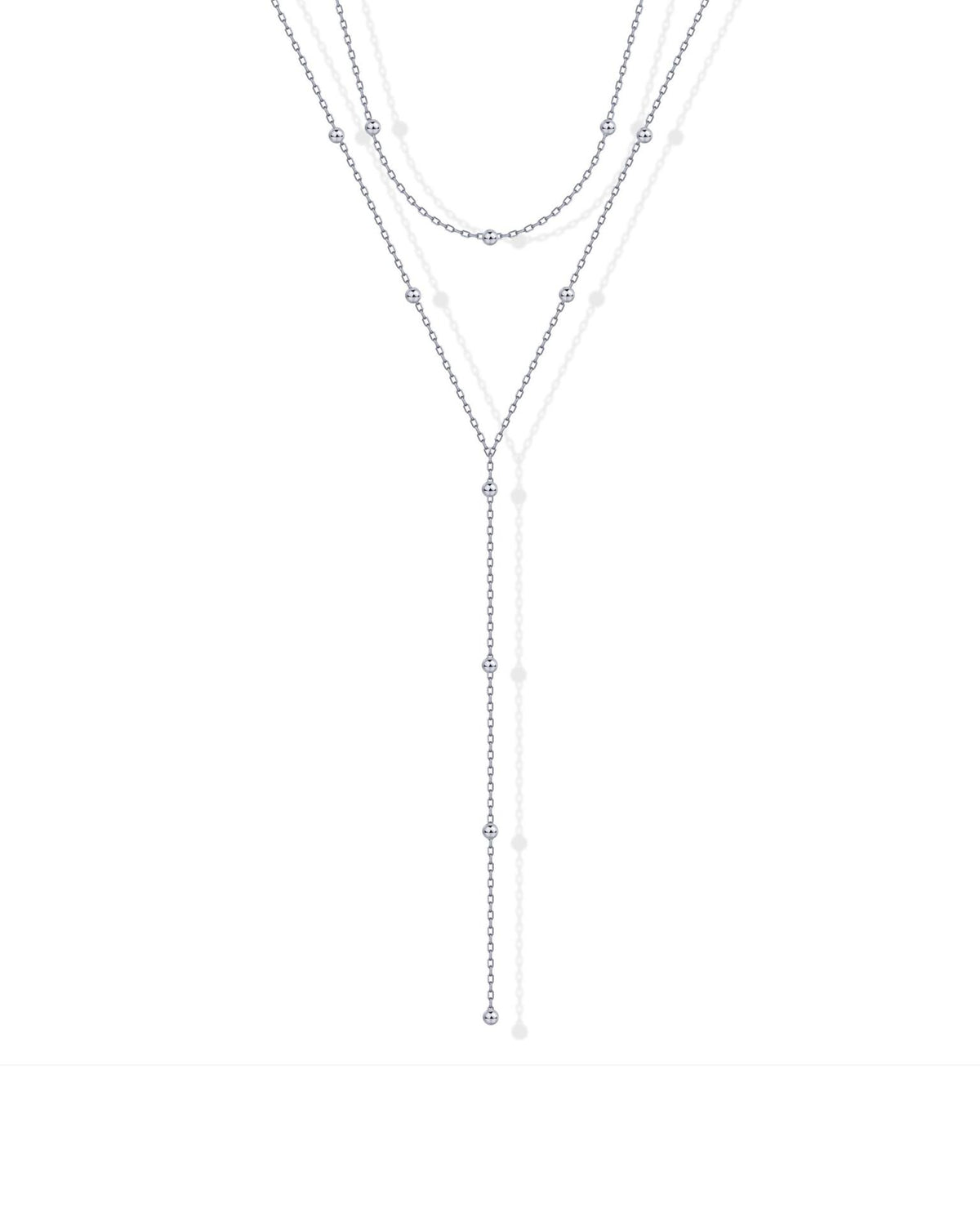【031】Quality European and American cross-border fashion simple Y-shaped necklace versatile temperament fringed round beads multi-layer stacked collarbone chain chest