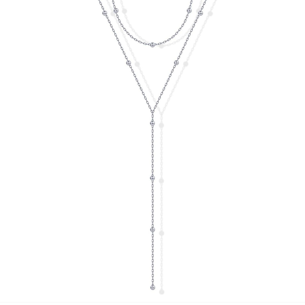 【031】Quality European and American cross-border fashion simple Y-shaped necklace versatile temperament fringed round beads multi-layer stacked collarbone chain chest