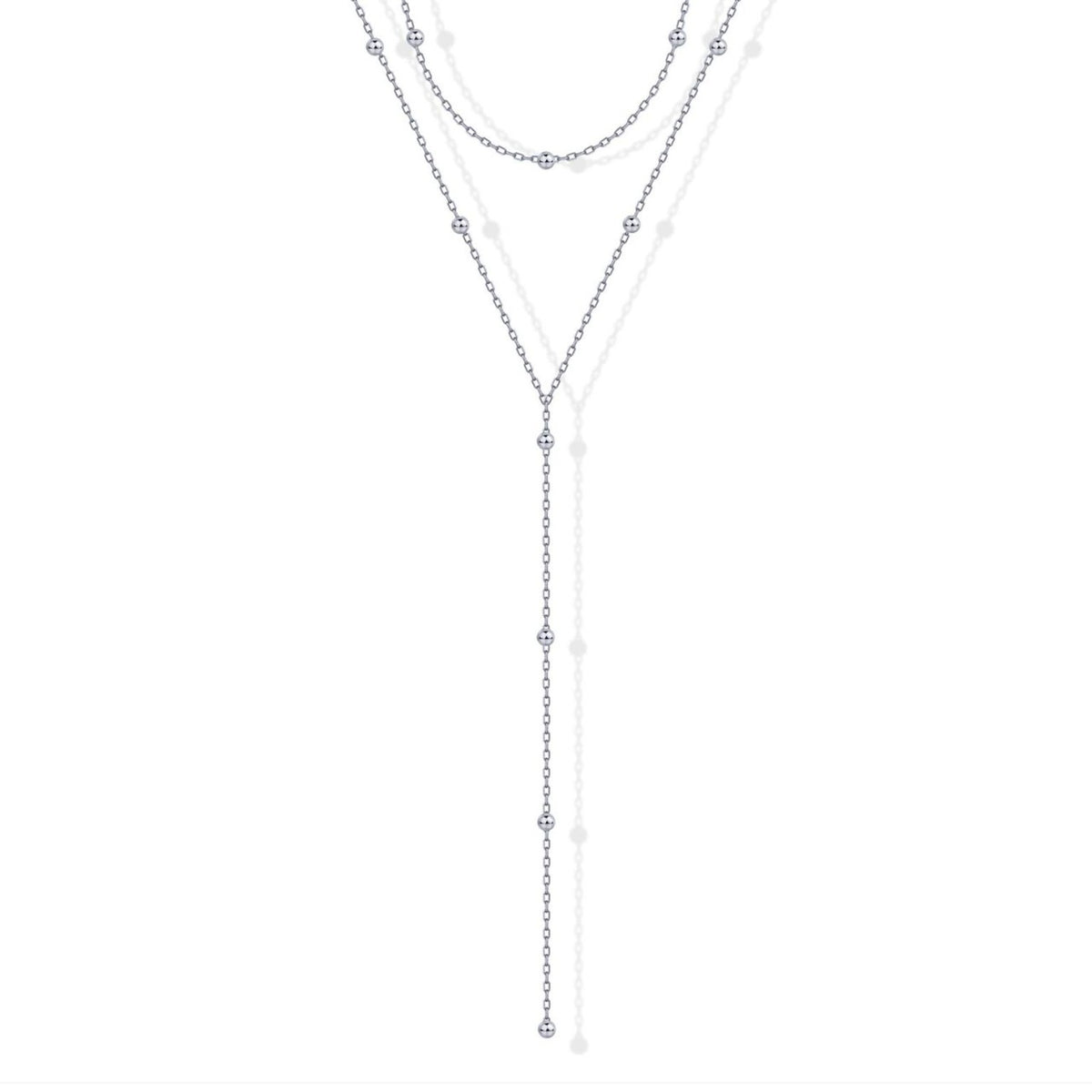 【031】Quality European and American cross-border fashion simple Y-shaped necklace versatile temperament fringed round beads multi-layer stacked collarbone chain chest
