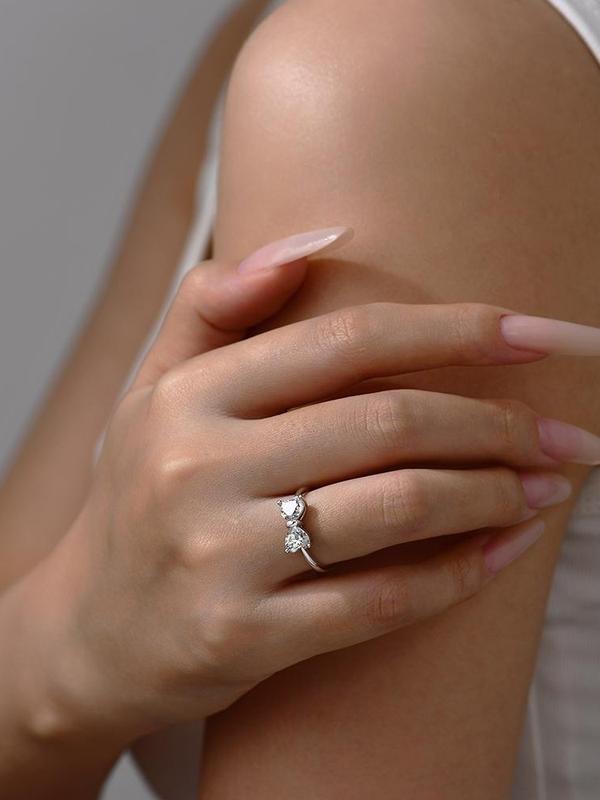 【034】Love Bow Ring Pair Ring Copper Gold Plated Zircon Fashion Exquisite Flash High Craftsmanship Crossborder Explosion
