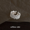 【023】Real White Gold Electroplated Zircon Flower Ring Adjustable Opening High End Fashion Index Finger Ring Color Retention