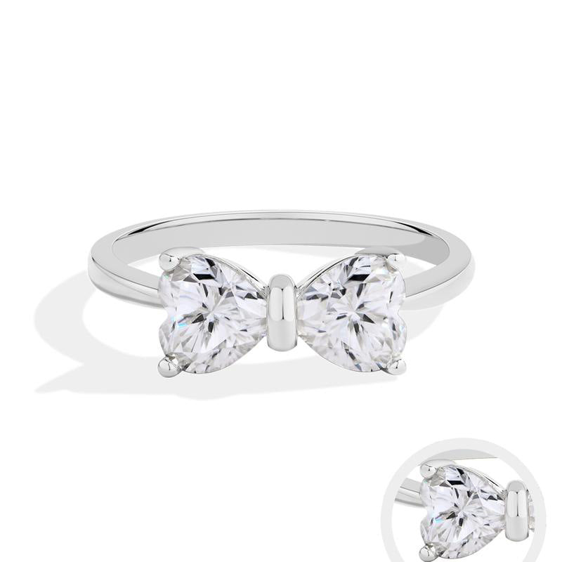 【034】Love Bow Ring Pair Ring Copper Gold Plated Zircon Fashion Exquisite Flash High Craftsmanship Crossborder Explosion