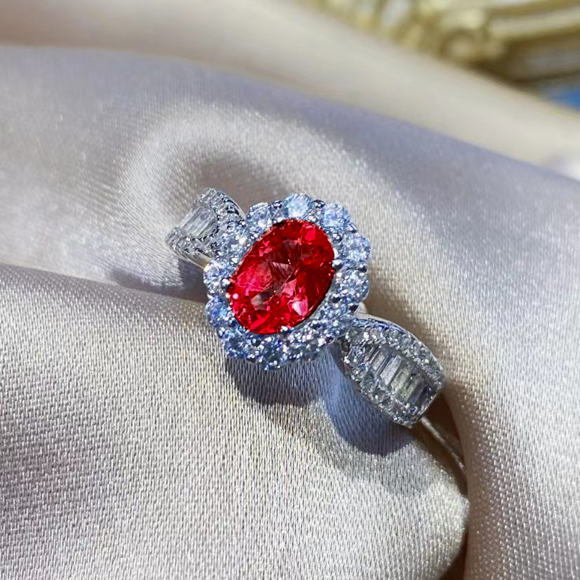 【002】Popular live broadcast hot-selling new product artificial sky blue topaz full diamond casualelegant open ring for women