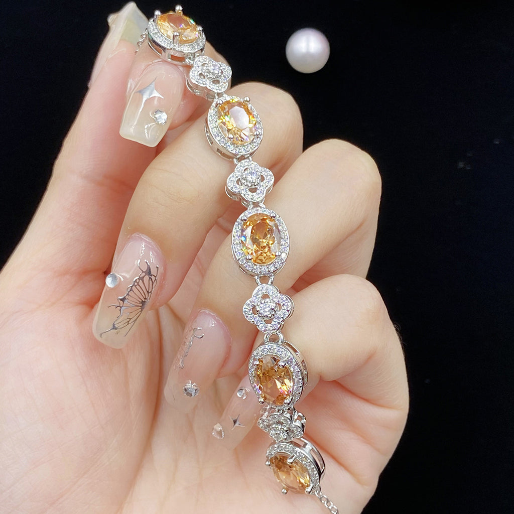【042】New Diamond Bracelet Champagne Zircon Full Diamond Women Fashion Hand Jewelry
