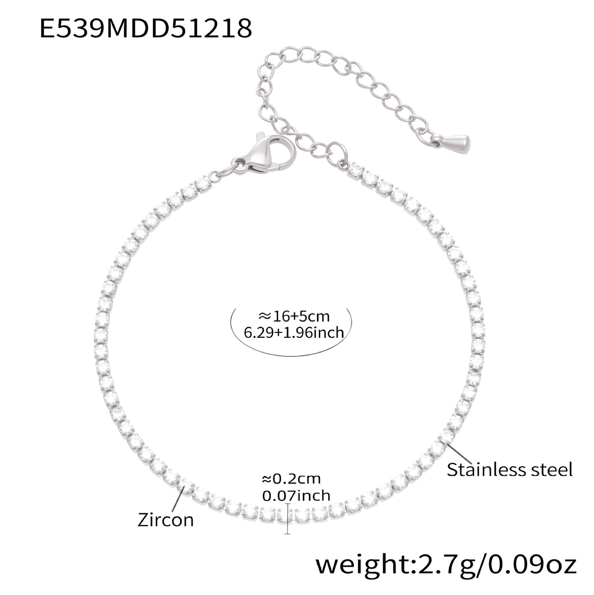 【048】Zircon inlaid bracelet women's titanium steel plated 18k real gold chic style fashion versatile hand jewelry