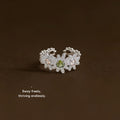 【026】Fashion high-end thick-plated real gold color-retaining micro-inlaid zircon daisy flower opening adjustable ring index finger ring