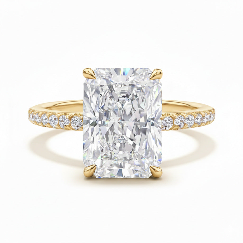 【038】Ice Flower Cut 10x8mm Plated Real Gold High Carbon Diamond Pair Ring Redeen Wedding Ring for Women