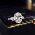 【006】Simulated mozzarella diamond pigeon eggs flash ring ice flower cut women fashion wedding proposal opening ring