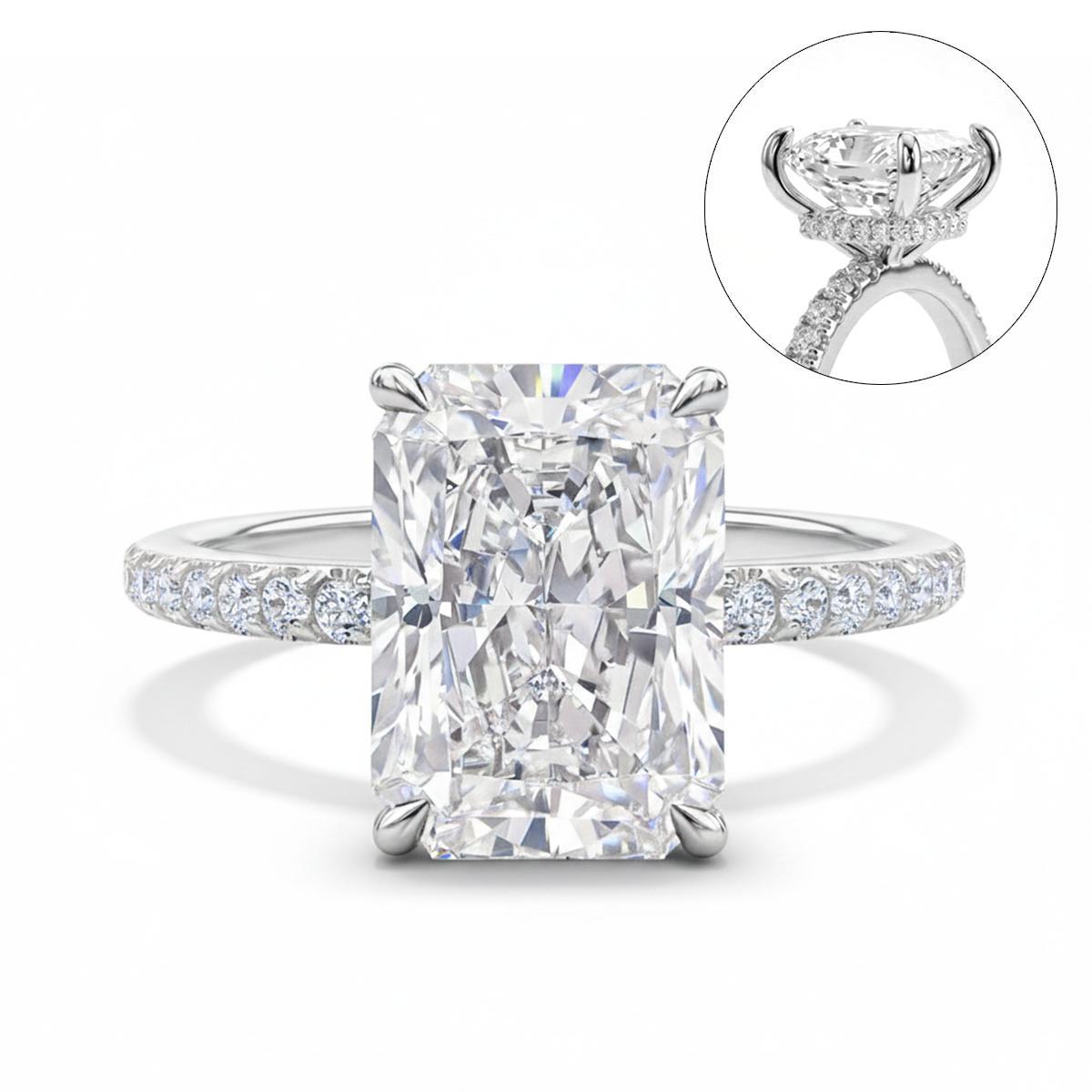 【038】Ice Flower Cut 10x8mm Plated Real Gold High Carbon Diamond Pair Ring Redeen Wedding Ring for Women