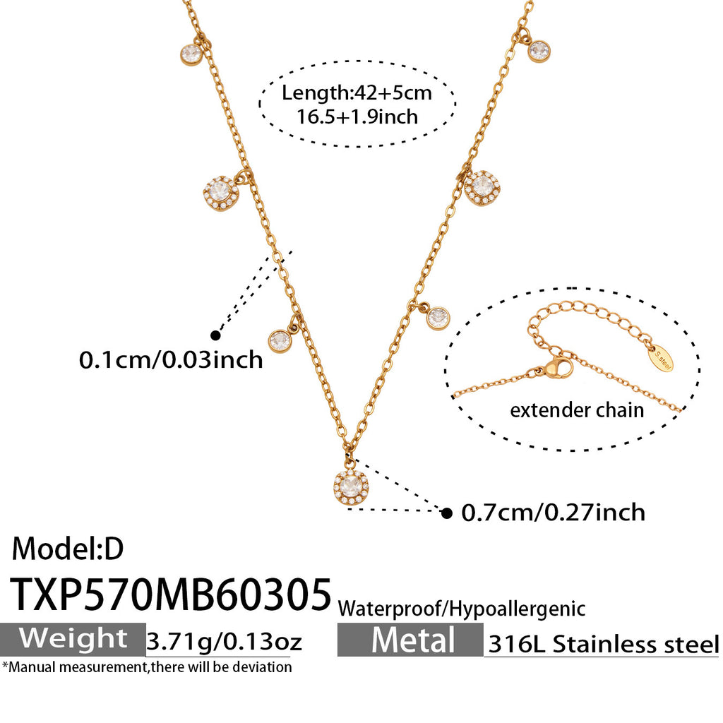 【052】Fashion new small full diamond 5A zircon design  necklace