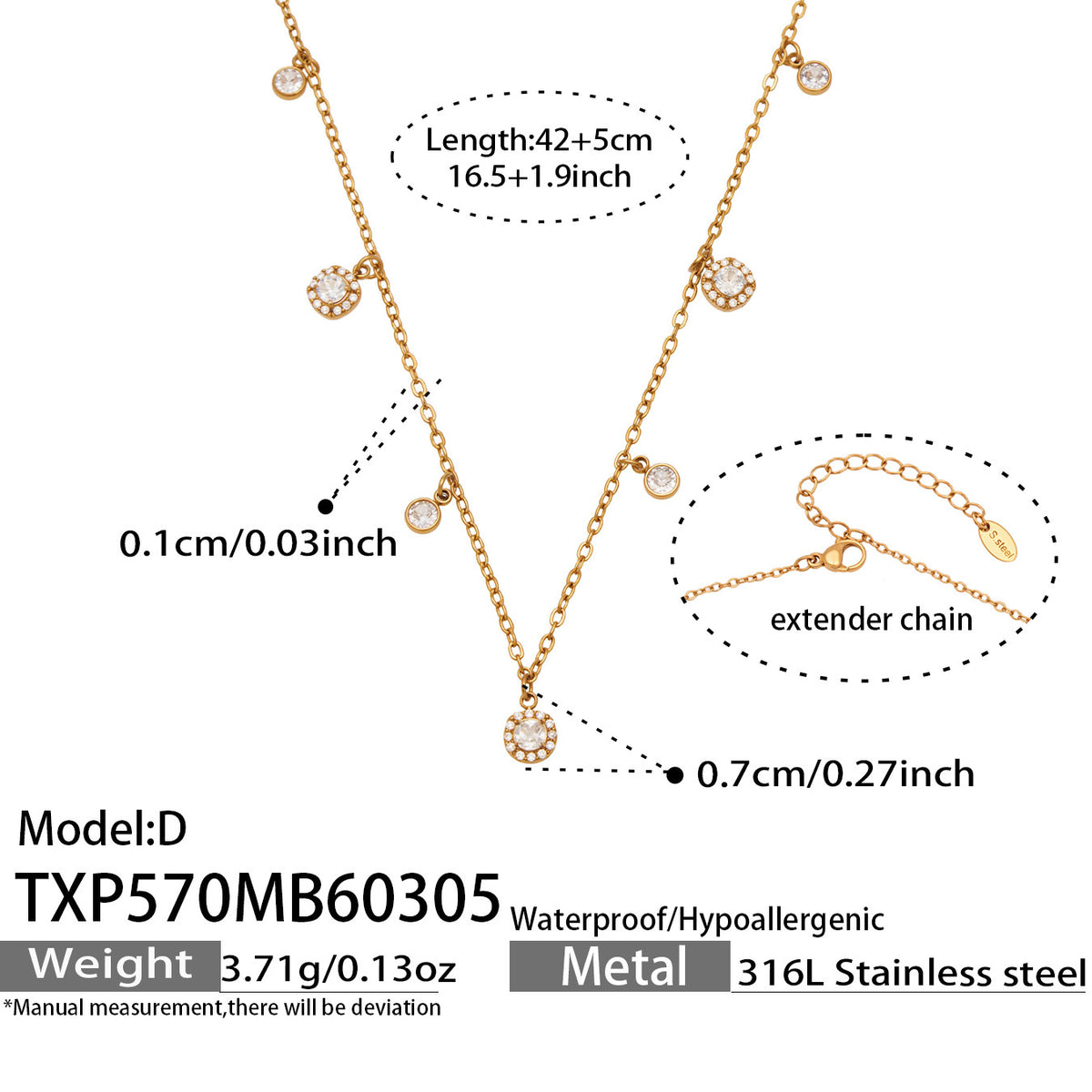 【052】Fashion new small full diamond 5A zircon design  necklace