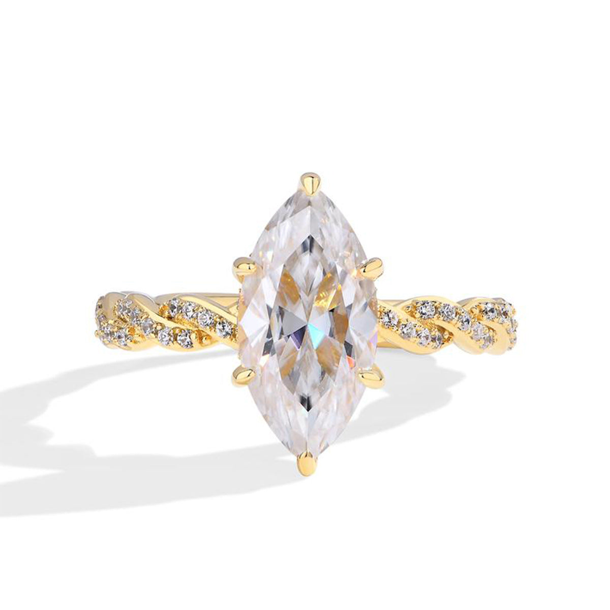 【030】Europe US Popular Horse Eye Stone Ring Plated Real Gold 5A Grade Zircon Eight Hearts Eight Arrows High Quality Pair Ring Hemp