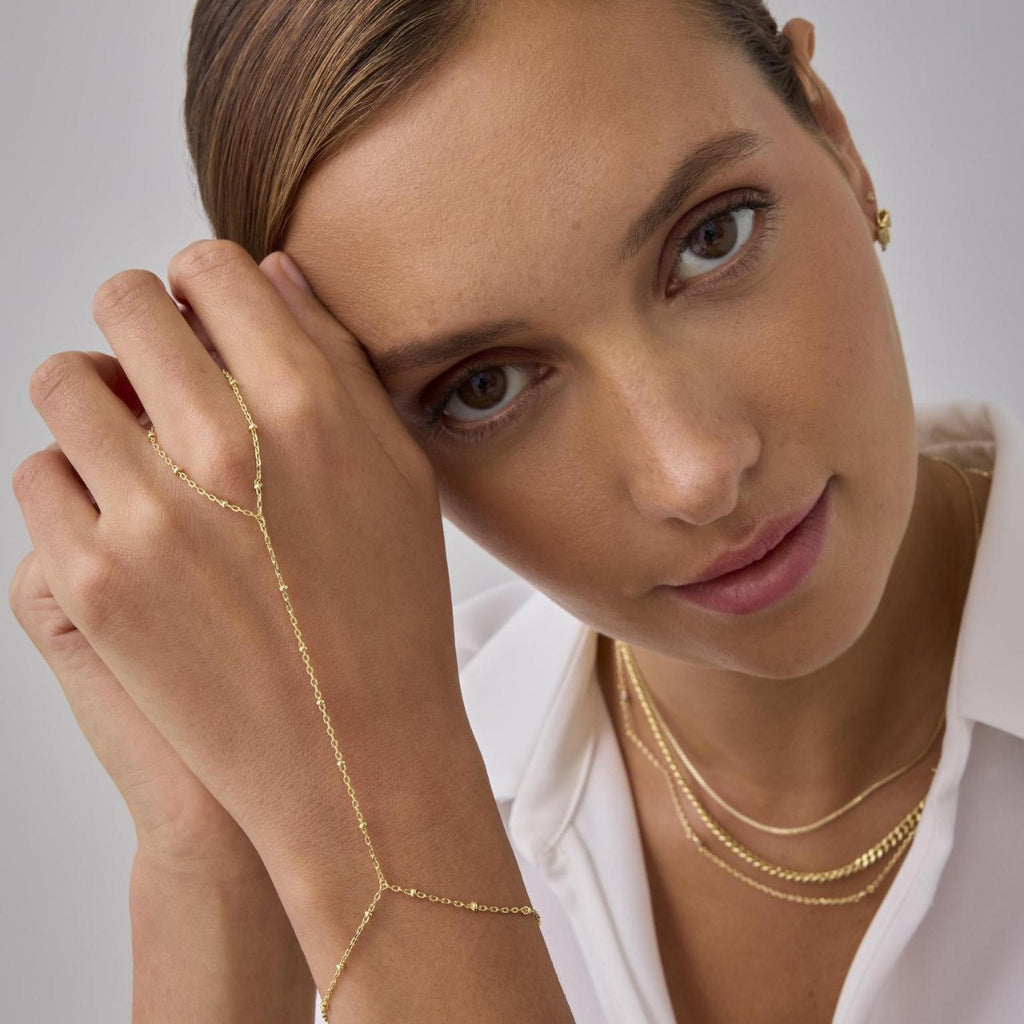 【031】Quality European and American cross-border fashion simple Y-shaped necklace versatile temperament fringed round beads multi-layer stacked collarbone chain chest