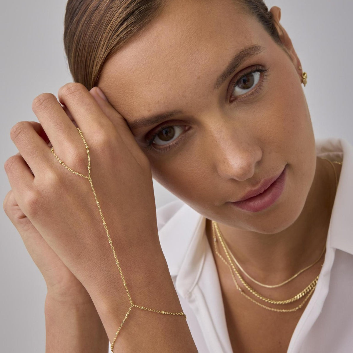【031】Quality European and American cross-border fashion simple Y-shaped necklace versatile temperament fringed round beads multi-layer stacked collarbone chain chest