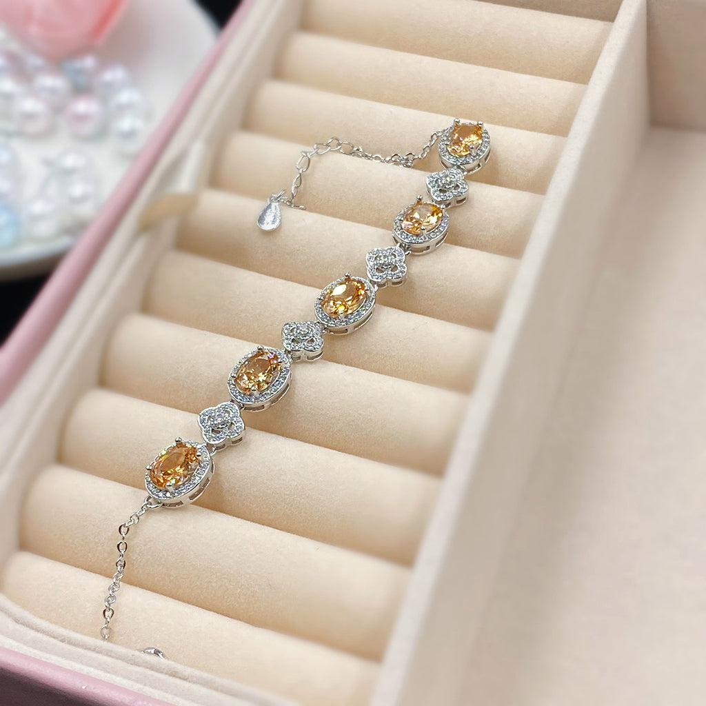 【042】New Diamond Bracelet Champagne Zircon Full Diamond Women Fashion Hand Jewelry