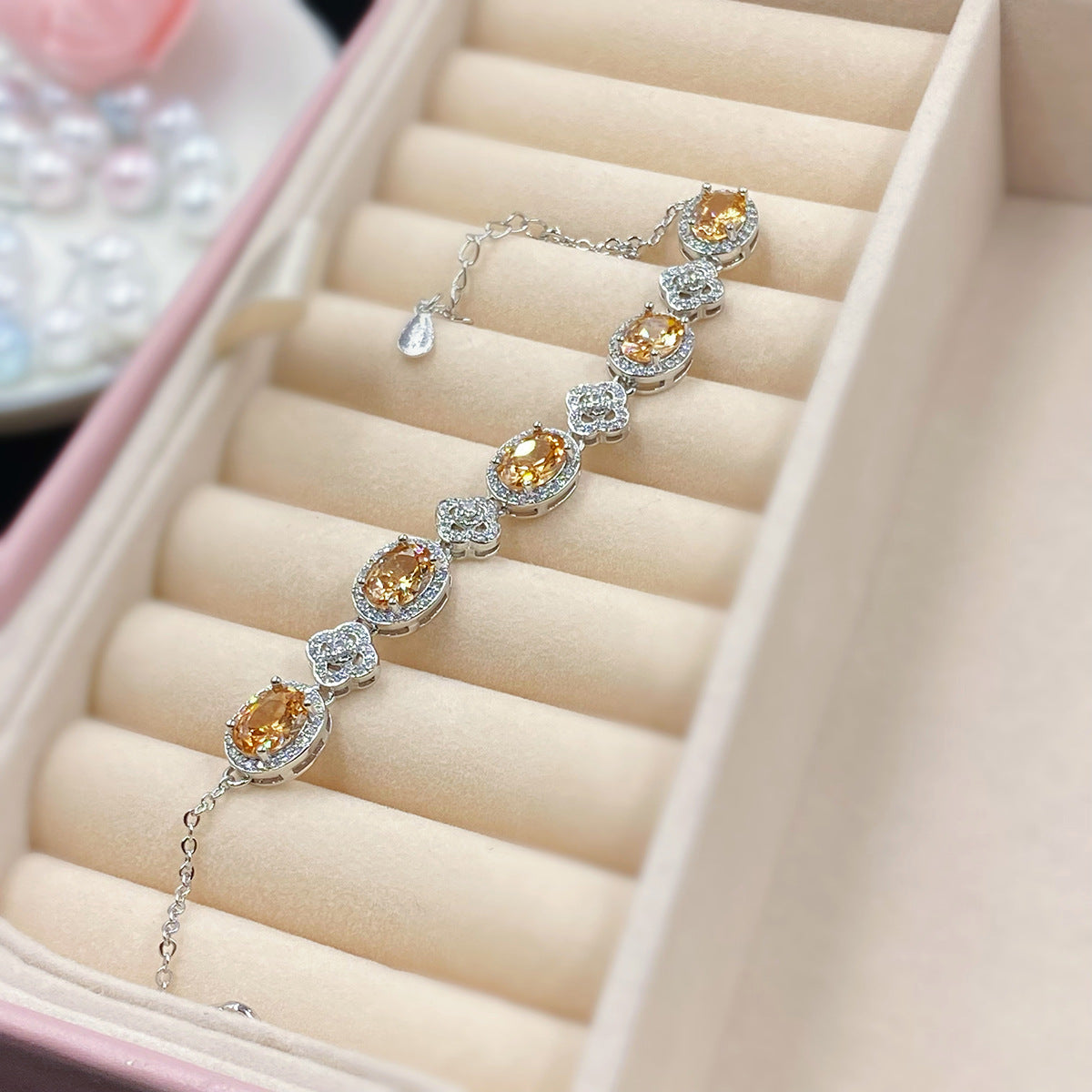 【042】New Diamond Bracelet Champagne Zircon Full Diamond Women Fashion Hand Jewelry