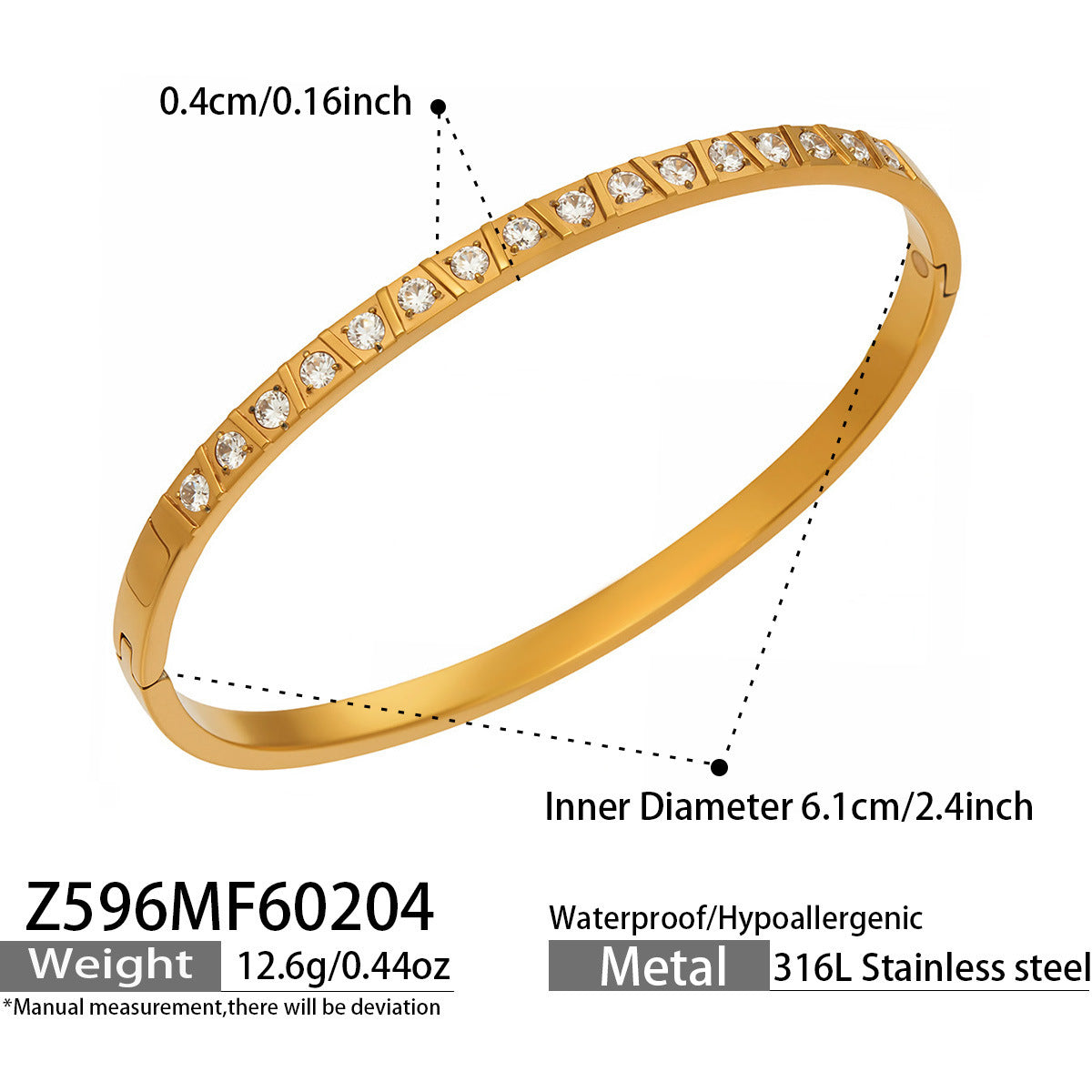 【051】Light luxury geometric ring micro-inlaid zircon buckle bracelet chic personality stacking versatile bracelet