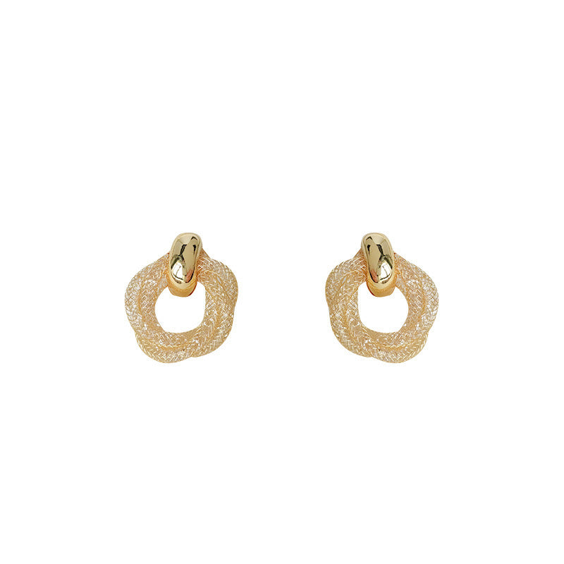 【021】French Premium Geometric Twist Silver Plated Needle Broken Diamond Zircon Stud Earrings Women 14K Plated Earrings