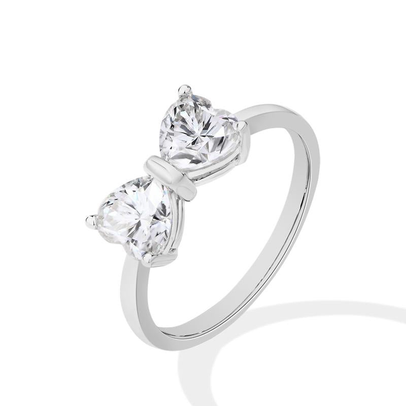 【034】Love Bow Ring Pair Ring Copper Gold Plated Zircon Fashion Exquisite Flash High Craftsmanship Crossborder Explosion
