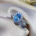 【002】Popular live broadcast hot-selling new product artificial sky blue topaz full diamond casualelegant open ring for women